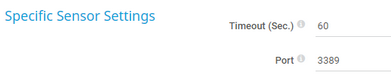 Specific Sensor Settings Specific Sensor Settings